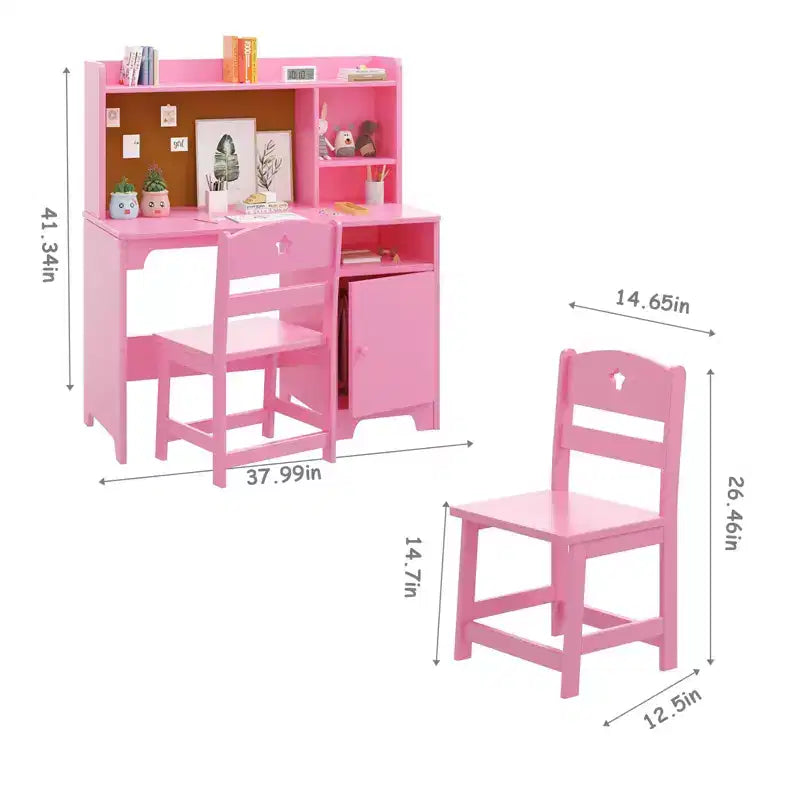 Bureau et chaise ergonomiques pour enfants avec étagère et meuble de rangement, table d'étude en bois pour chambre d'enfant ou salle d'étude