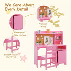 Bureau et chaise ergonomiques pour enfants avec étagère et meuble de rangement, table d'étude en bois pour chambre d'enfant ou salle d'étude
