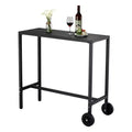 Mobile Outdoor Bar Table with Wheels  Waterproof Metal Top, Adjustable Leveling Feet, Sturdy Counter Height for Patio,Yard, Poolside  Black, 39Inch