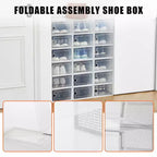 Lot de 18 grandes boîtes à chaussures pliables, conteneurs de rangement empilables en plastique transparent, organisateur de sneakers pour placard, rangement de placard peu encombrant