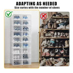 Lot de 18 grandes boîtes à chaussures pliables, conteneurs de rangement empilables en plastique transparent, organisateur de sneakers pour placard, rangement de placard peu encombrant