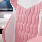 Chaise de Gamer LauKingdom avec Repose-pieds, Fauteuil de Jeu Ergonomique à Dossier Haut, Appui-tête et Soutien Lombaire Réglables, Style Course en Cuir PU pour Bureau et Maison