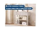 GustoWave Console étroite de 87,9 cm avec 3 étagères et 2 tiroirs, Table d'entrée cannelée, Table de canapé étroite en bois pour couloir, hall d'entrée, Gris blanc