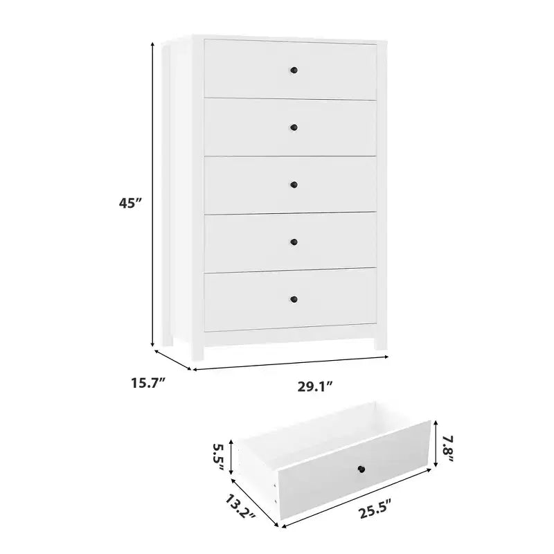 Commode à 5 tiroirs COZONY pour chambre à coucher, commode moderne en bois avec rangement profond pour salon, couloir, entrée