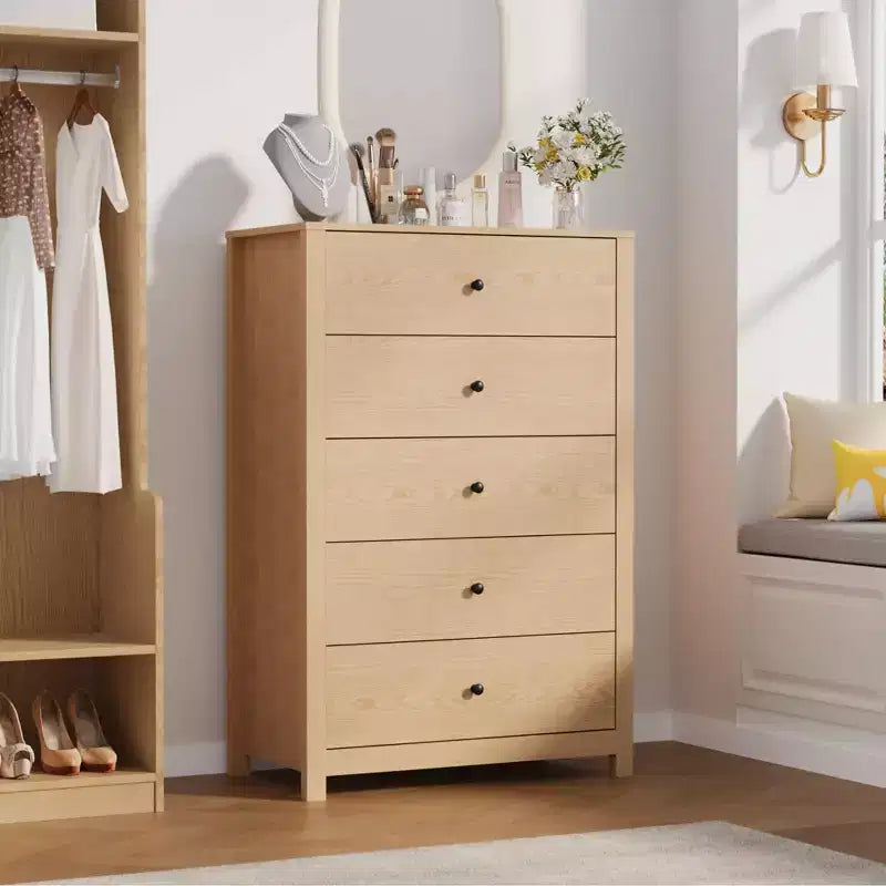 Commode à 5 tiroirs COZONY pour chambre à coucher, commode moderne en bois avec rangement profond pour salon, couloir, entrée