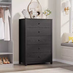 Commode à 5 tiroirs COZONY pour chambre à coucher, commode moderne en bois avec rangement profond pour salon, couloir, entrée