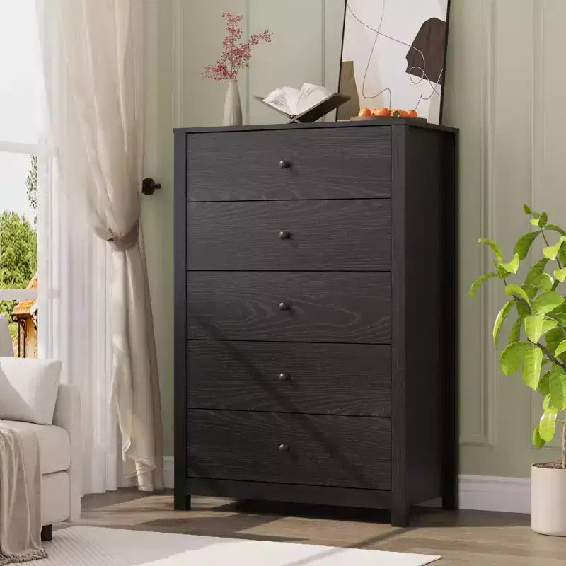 COZONY 5 Drawer Dresser for Bedroom, Modern Wood Chest of Drawers with Deep Storage for Living Room, Hallway, Entryway