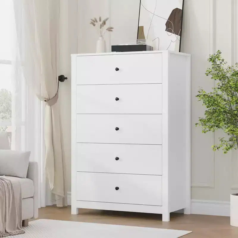 Commode à 5 tiroirs COZONY pour chambre à coucher, commode moderne en bois avec rangement profond pour salon, couloir, entrée