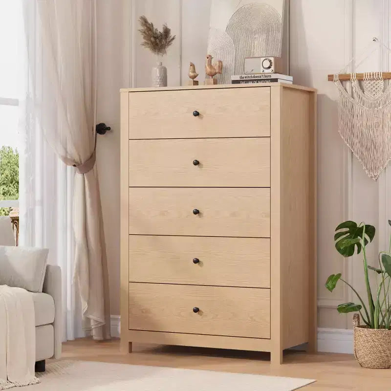 Commode à 5 tiroirs COZONY pour chambre à coucher, commode moderne en bois avec rangement profond pour salon, couloir, entrée