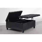 Harrison 36 inch Wide Upholstered Solid Wood Square Storage Ottoman, Distressed Graphite Black