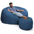 Ultimate Sack 5 Ft Foam Filled Fur Covered Bean Bag Chair w/Footstool, Cloud