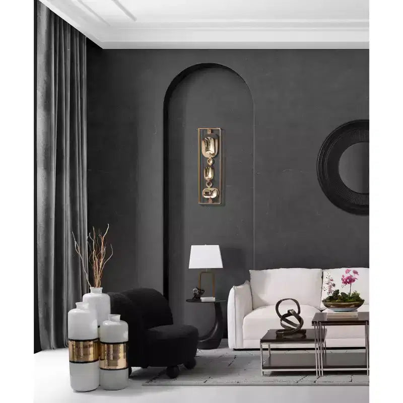 Table d'appoint ou table de chevet artistique pour la décoration intérieure - Table unique avec base en clubs de golf et plateau en verre pour bureau, chambre ou salon - 22 Noir