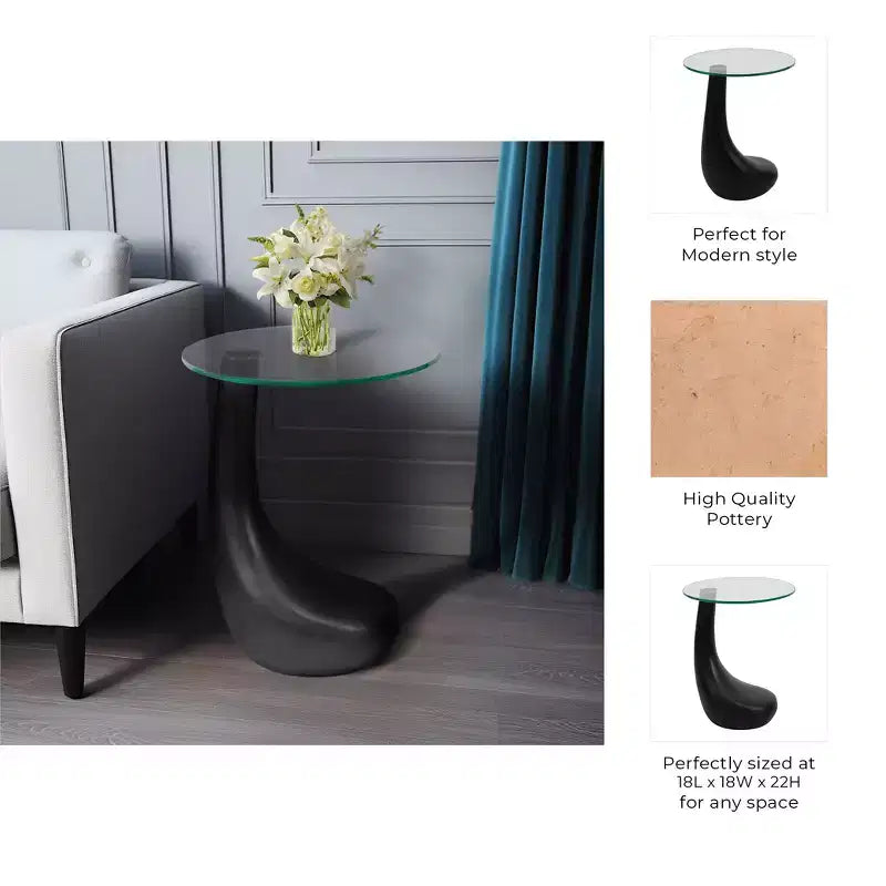 Table d'appoint ou table de chevet artistique pour la décoration intérieure - Table unique avec base en clubs de golf et plateau en verre pour bureau, chambre ou salon - 22 Noir