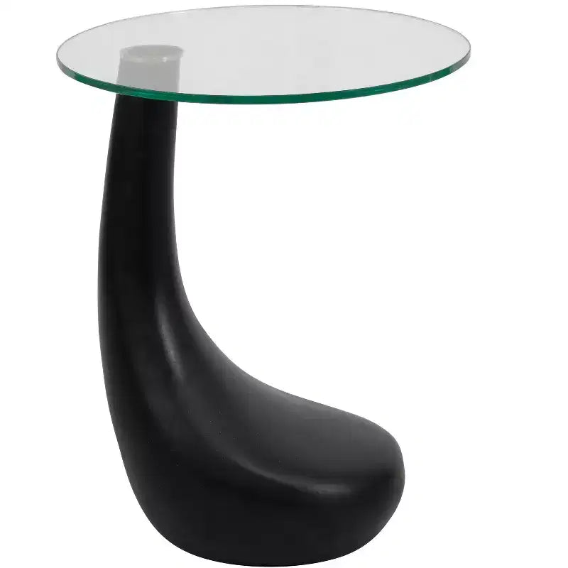 Table d'appoint ou table de chevet artistique pour la décoration intérieure - Table unique avec base en clubs de golf et plateau en verre pour bureau, chambre ou salon - 22 Noir