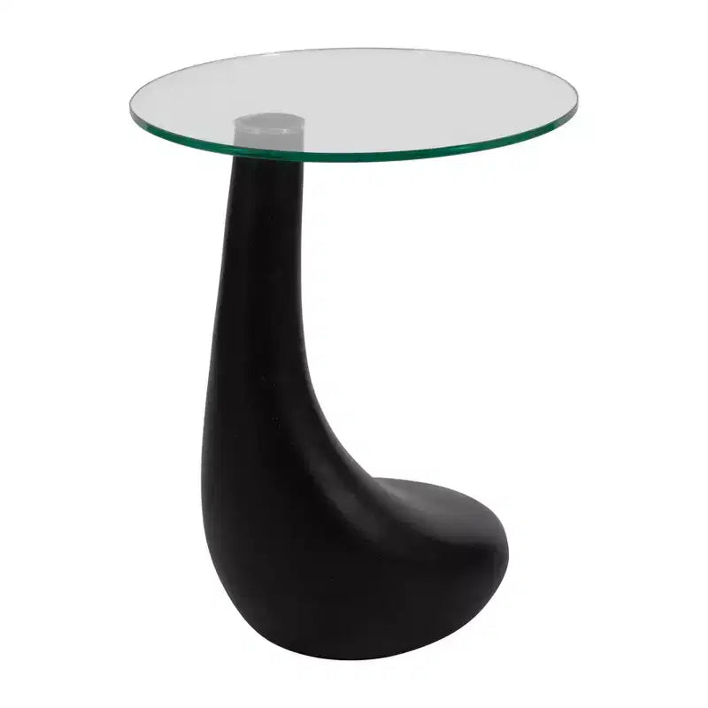 Table d'appoint ou table de chevet artistique pour la décoration intérieure - Table unique avec base en clubs de golf et plateau en verre pour bureau, chambre ou salon - 22 Noir
