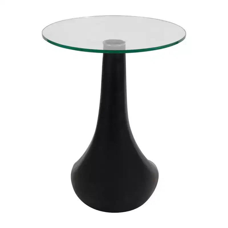 Table d'appoint ou table de chevet artistique pour la décoration intérieure - Table unique avec base en clubs de golf et plateau en verre pour bureau, chambre ou salon - 22 Noir