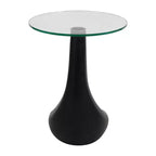 Table d'appoint ou table de chevet artistique pour la décoration intérieure - Table unique avec base en clubs de golf et plateau en verre pour bureau, chambre ou salon - 22 Noir