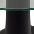 Table d'appoint ou table de chevet artistique pour la décoration intérieure - Table unique avec base en clubs de golf et plateau en verre pour bureau, chambre ou salon - 22 Noir