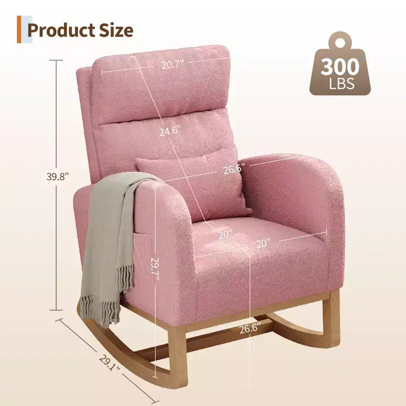 Fauteuil de relaxation moderne pour chambre de bébé - Fauteuil à bascule avec poches latérales et oreiller, Fauteuil ergonomique pour chambre d'allaitement, salon et chambre à coucher