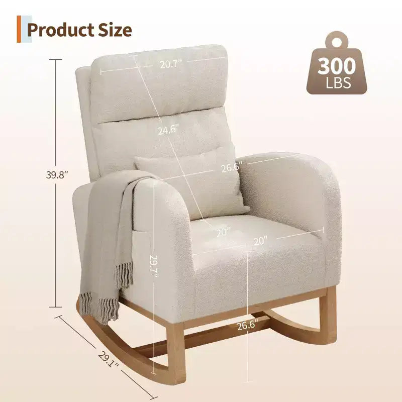 Fauteuil de relaxation moderne pour chambre de bébé - Fauteuil à bascule avec poches latérales et oreiller, Fauteuil ergonomique pour chambre d'allaitement, salon et chambre à coucher