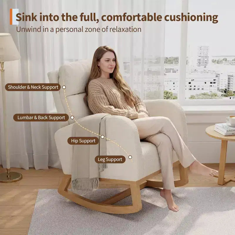 Fauteuil de relaxation moderne pour chambre de bébé - Fauteuil à bascule avec poches latérales et oreiller, Fauteuil ergonomique pour chambre d'allaitement, salon et chambre à coucher