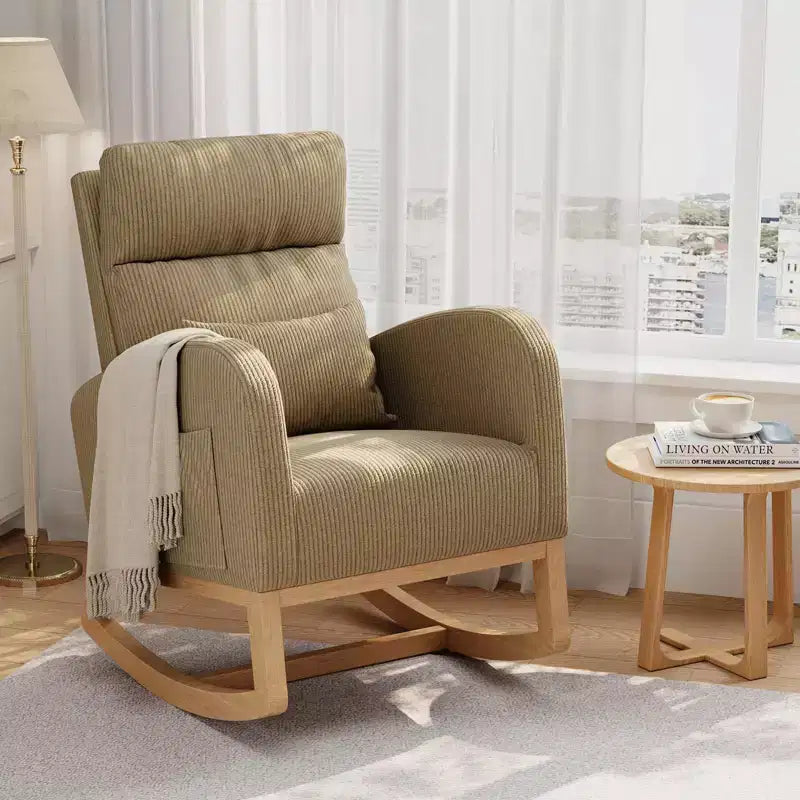 Fauteuil de relaxation moderne pour chambre de bébé - Fauteuil à bascule avec poches latérales et oreiller, Fauteuil ergonomique pour chambre d'allaitement, salon et chambre à coucher