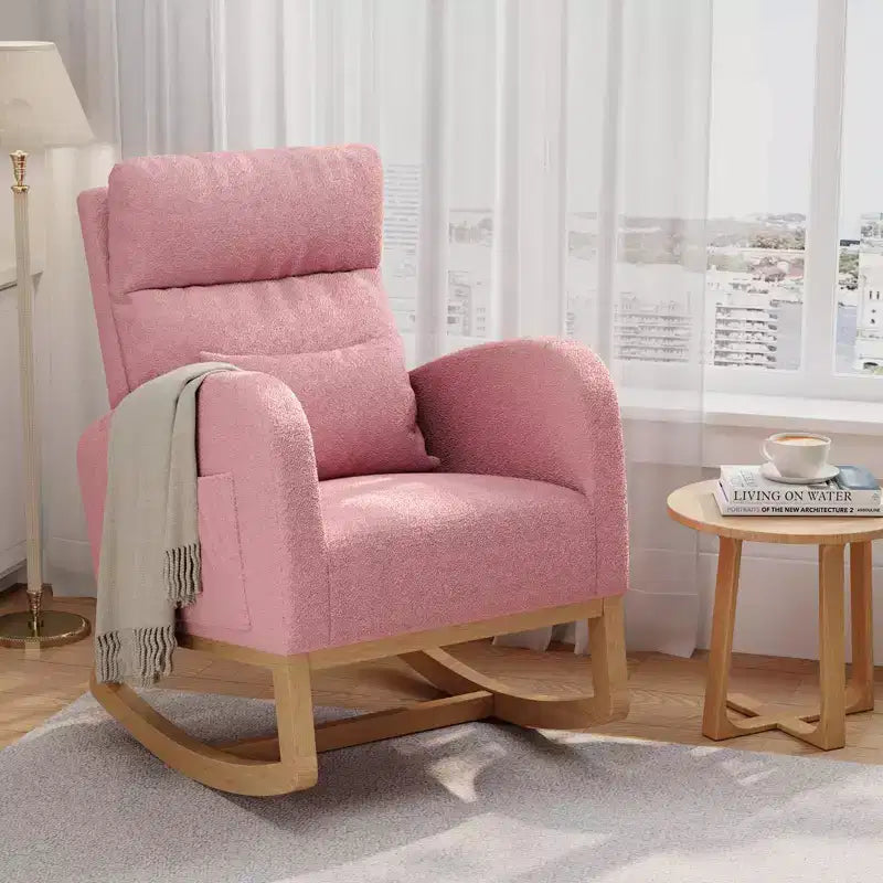 Fauteuil de relaxation moderne pour chambre de bébé - Fauteuil à bascule avec poches latérales et oreiller, Fauteuil ergonomique pour chambre d'allaitement, salon et chambre à coucher
