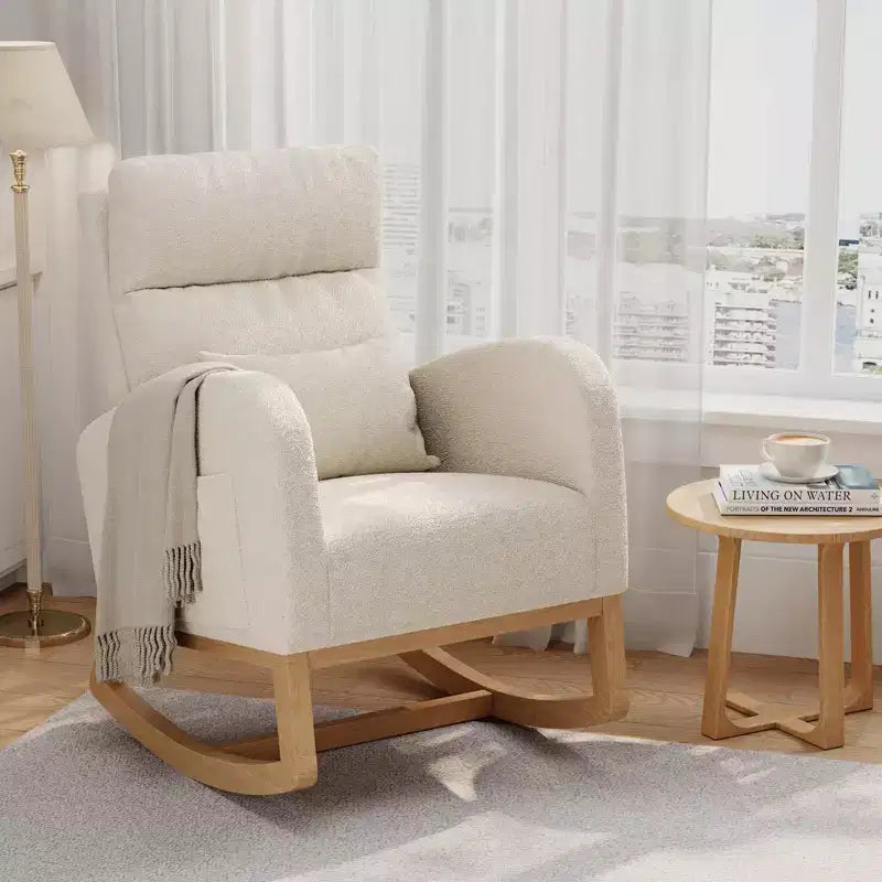 Fauteuil de relaxation moderne pour chambre de bébé - Fauteuil à bascule avec poches latérales et oreiller, Fauteuil ergonomique pour chambre d'allaitement, salon et chambre à coucher