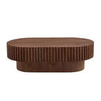 JVNOXK Table basse tambour moderne artisanale de 110,9 cm, table basse ovale pour salon, petite table basse en bois avec piédestal robuste pour bureau