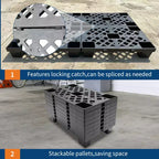 Palettes en plastique, carreaux de sol emboîtables de 50 x 30 cm, emboîtables et empilables pour le stockage