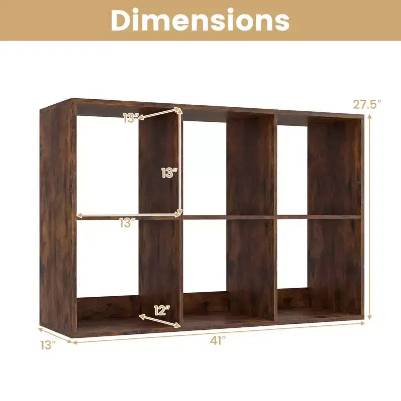 Costway Étagère Ouverte à 6 Cubes avec Kits Anti-basculement Étagère de Rangement Style Moderne pour Bureau Marron/Noir/Naturel/Blanc