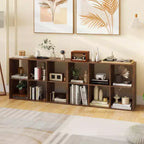 Costway Étagère Ouverte à 6 Cubes avec Kits Anti-basculement Étagère de Rangement Style Moderne pour Bureau Marron/Noir/Naturel/Blanc