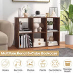 Costway Étagère Ouverte à 6 Cubes avec Kits Anti-basculement Étagère de Rangement Style Moderne pour Bureau Marron/Noir/Naturel/Blanc