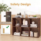 Costway Étagère Ouverte à 6 Cubes avec Kits Anti-basculement Étagère de Rangement Style Moderne pour Bureau Marron/Noir/Naturel/Blanc