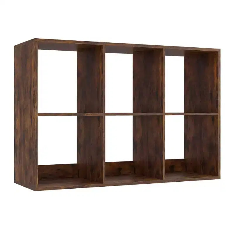 Costway Étagère Ouverte à 6 Cubes avec Kits Anti-basculement Étagère de Rangement Style Moderne pour Bureau Marron/Noir/Naturel/Blanc