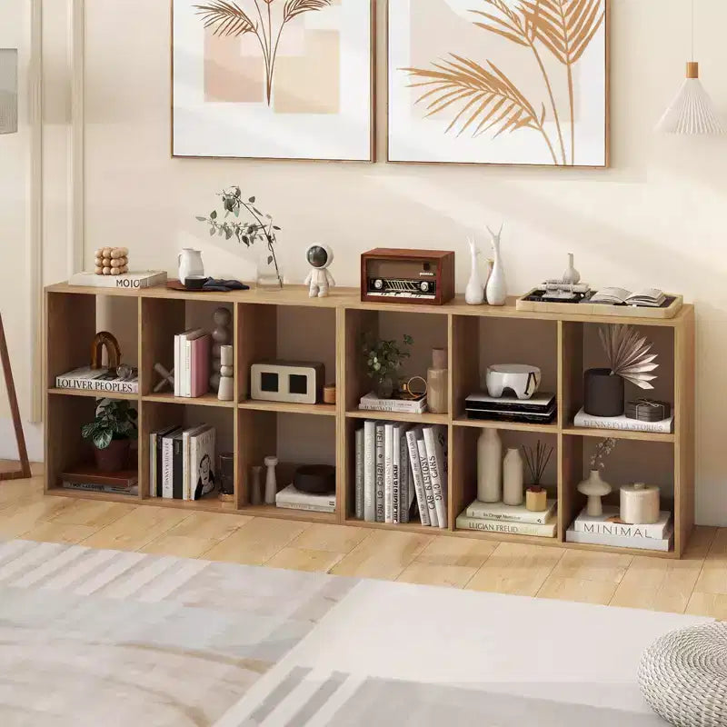 Costway Étagère Ouverte à 6 Cubes avec Kits Anti-basculement Étagère de Rangement Style Moderne pour Bureau Marron/Noir/Naturel/Blanc