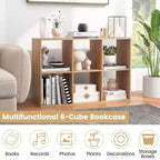 Costway Étagère Ouverte à 6 Cubes avec Kits Anti-basculement Étagère de Rangement Style Moderne pour Bureau Marron/Noir/Naturel/Blanc