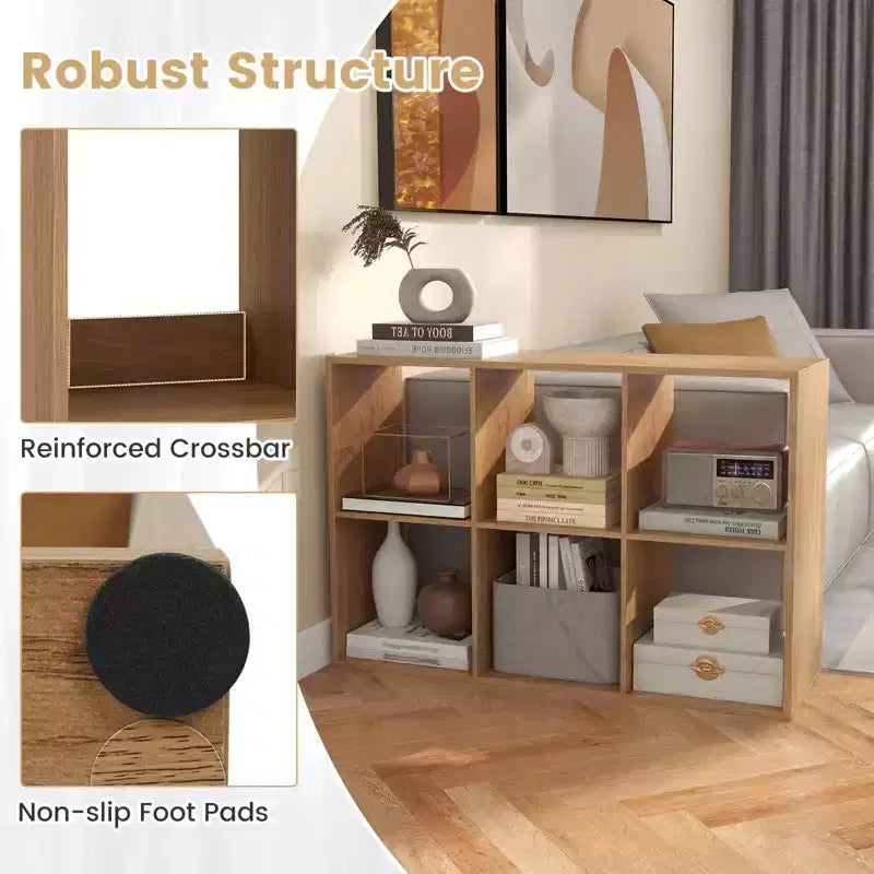 Costway Étagère Ouverte à 6 Cubes avec Kits Anti-basculement Étagère de Rangement Style Moderne pour Bureau Marron/Noir/Naturel/Blanc