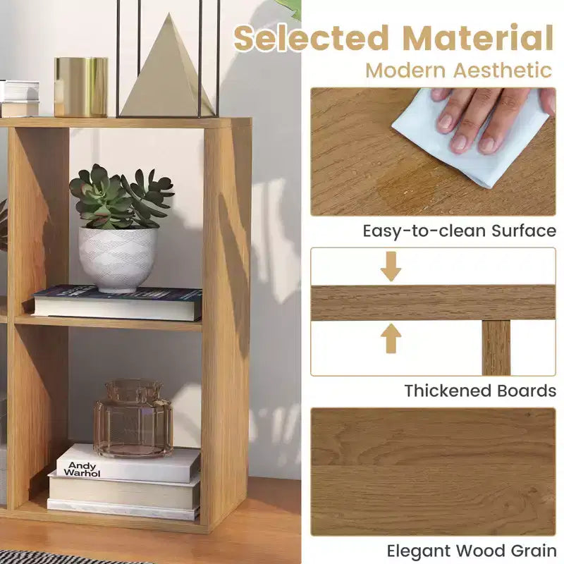 Costway Étagère Ouverte à 6 Cubes avec Kits Anti-basculement Étagère de Rangement Style Moderne pour Bureau Marron/Noir/Naturel/Blanc