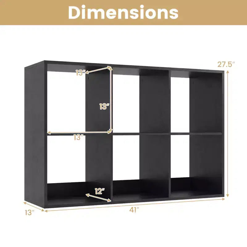 Costway Étagère Ouverte à 6 Cubes avec Kits Anti-basculement Étagère de Rangement Style Moderne pour Bureau Marron/Noir/Naturel/Blanc