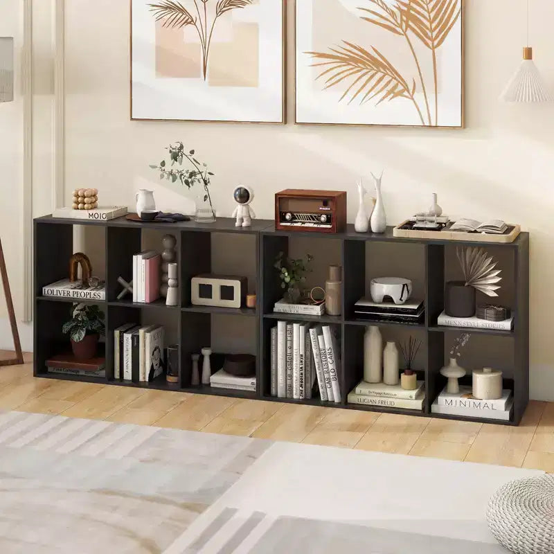 Costway Étagère Ouverte à 6 Cubes avec Kits Anti-basculement Étagère de Rangement Style Moderne pour Bureau Marron/Noir/Naturel/Blanc
