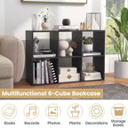 Costway Étagère Ouverte à 6 Cubes avec Kits Anti-basculement Étagère de Rangement Style Moderne pour Bureau Marron/Noir/Naturel/Blanc