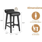 Lot de 2 tabourets de bar modernes et confortables de 66,5 cm, hauteur comptoir, dossier bas rembourré, [Détail du siège], pieds en bois, repose-pieds
