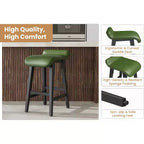 Lot de 2 tabourets de bar modernes et confortables de 66,5 cm, hauteur comptoir, dossier bas rembourré, [Détail du siège], pieds en bois, repose-pieds