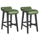 Lot de 2 tabourets de bar modernes et confortables de 66,5 cm, hauteur comptoir, dossier bas rembourré, [Détail du siège], pieds en bois, repose-pieds