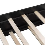 Lit de repos double/grand format avec lit gigogne et bureau de jeu, cadre de lit en bois avec lumière LED RVB, ports USB et tiroir clavier - ModernLuxe