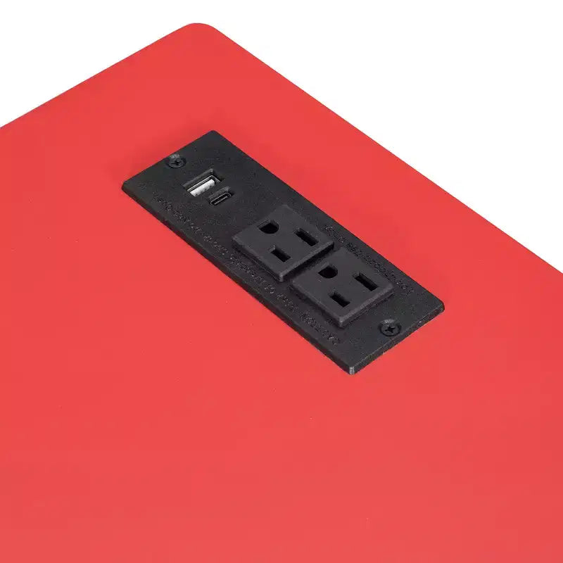 Lit de repos double/grand format avec lit gigogne et bureau de jeu, cadre de lit en bois avec lumière LED RVB, ports USB et tiroir clavier - ModernLuxe