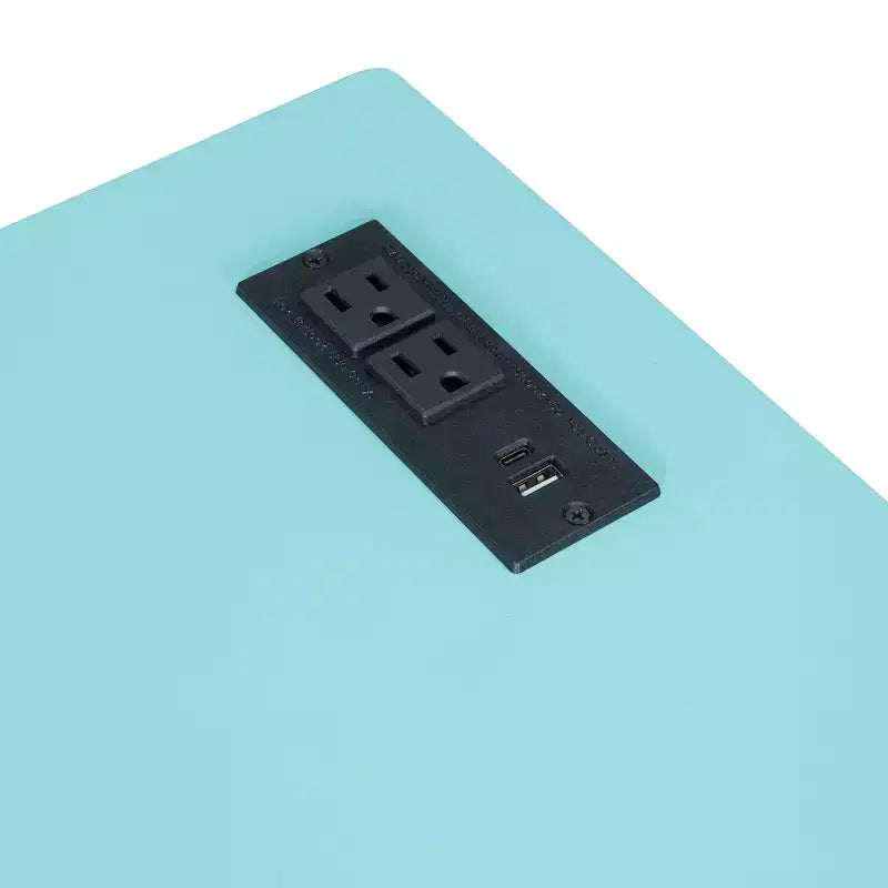 Lit de repos double/grand format avec lit gigogne et bureau de jeu, cadre de lit en bois avec lumière LED RVB, ports USB et tiroir clavier - ModernLuxe