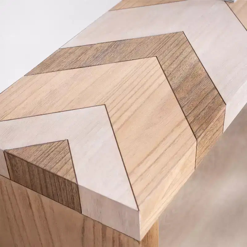 Console en Bois à Motif Chevrons GDFStudio Camden de 157,5 cm avec Plateau Géométrique