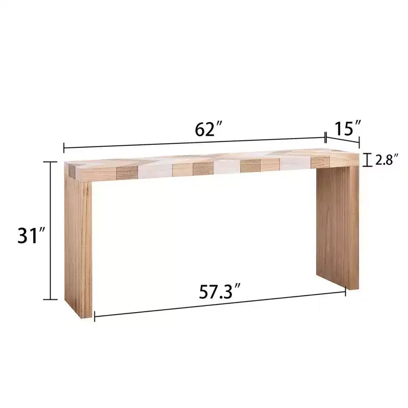 Console en Bois à Motif Chevrons GDFStudio Camden de 157,5 cm avec Plateau Géométrique